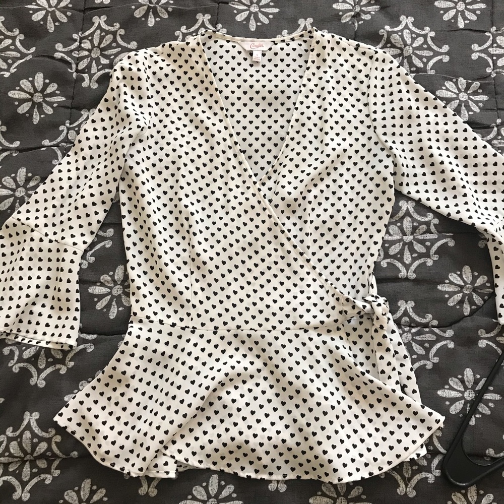 Black & White Wrap Peplum Top